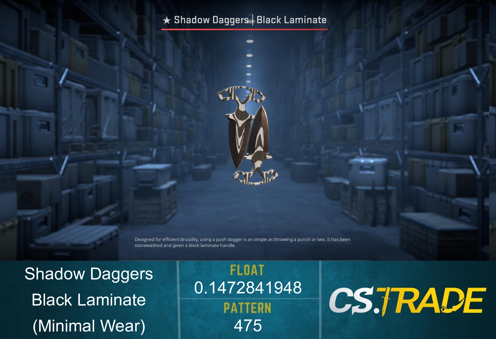 ★ Shadow Daggers | Black Laminate (Factory New) Screenshot