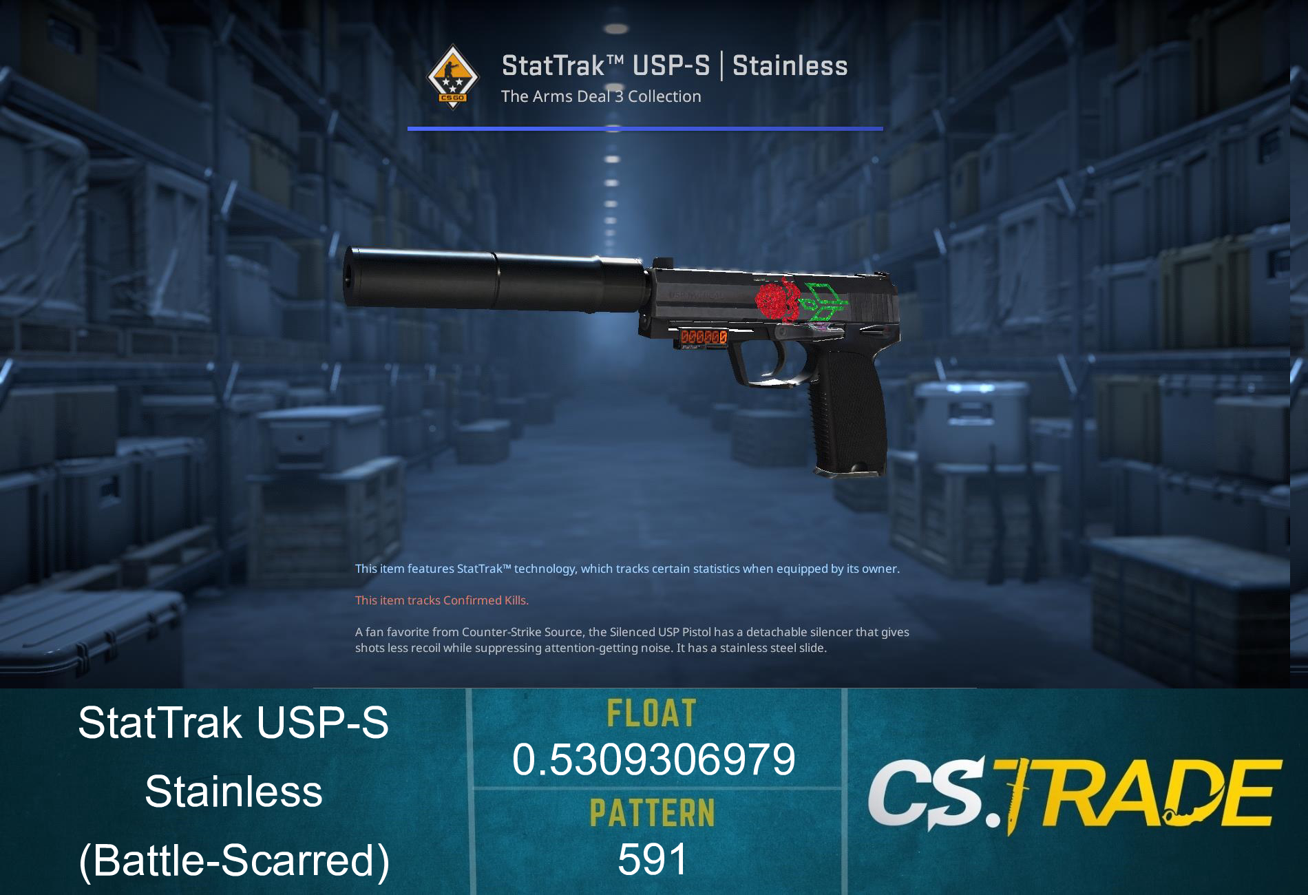 USP-S | Stainless (Battle-Scarred) Screenshot
