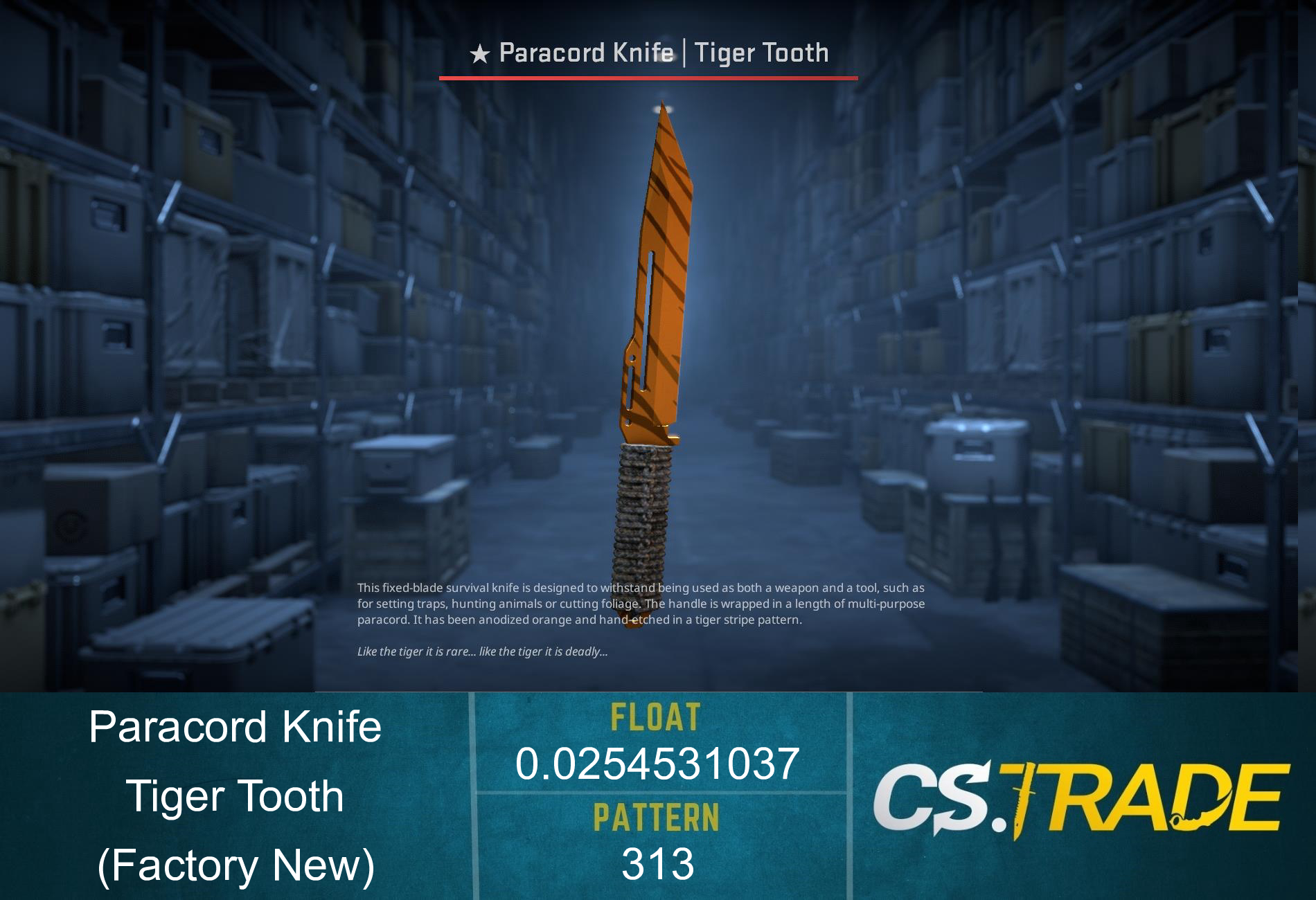 ★ Paracord Knife | Tiger Tooth (Factory New) Screenshot