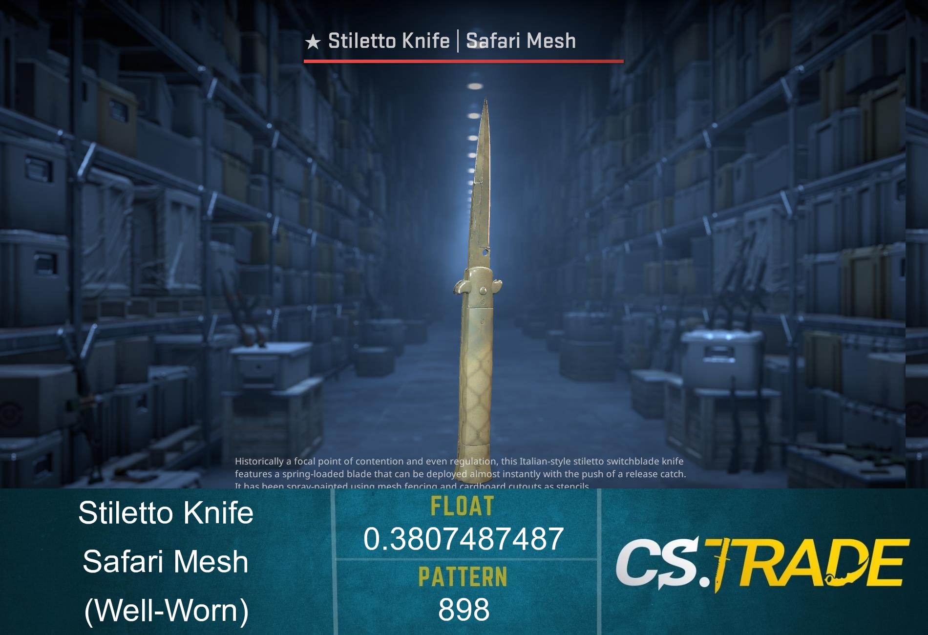 ★ Stiletto Knife | Safari Mesh (Well-Worn) Screenshot