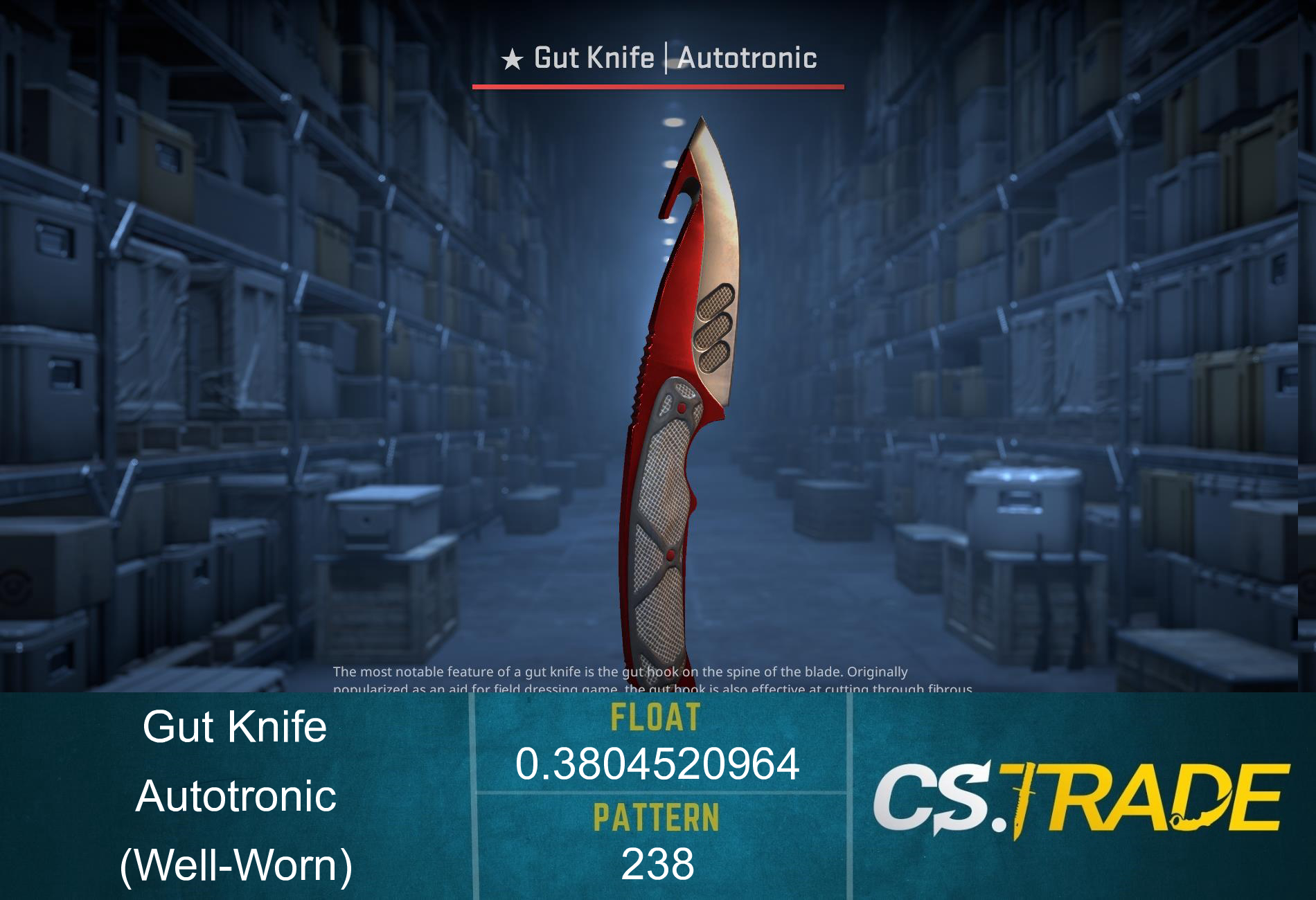 ★ StatTrak™ Gut Knife | Autotronic (Well-Worn) Screenshot