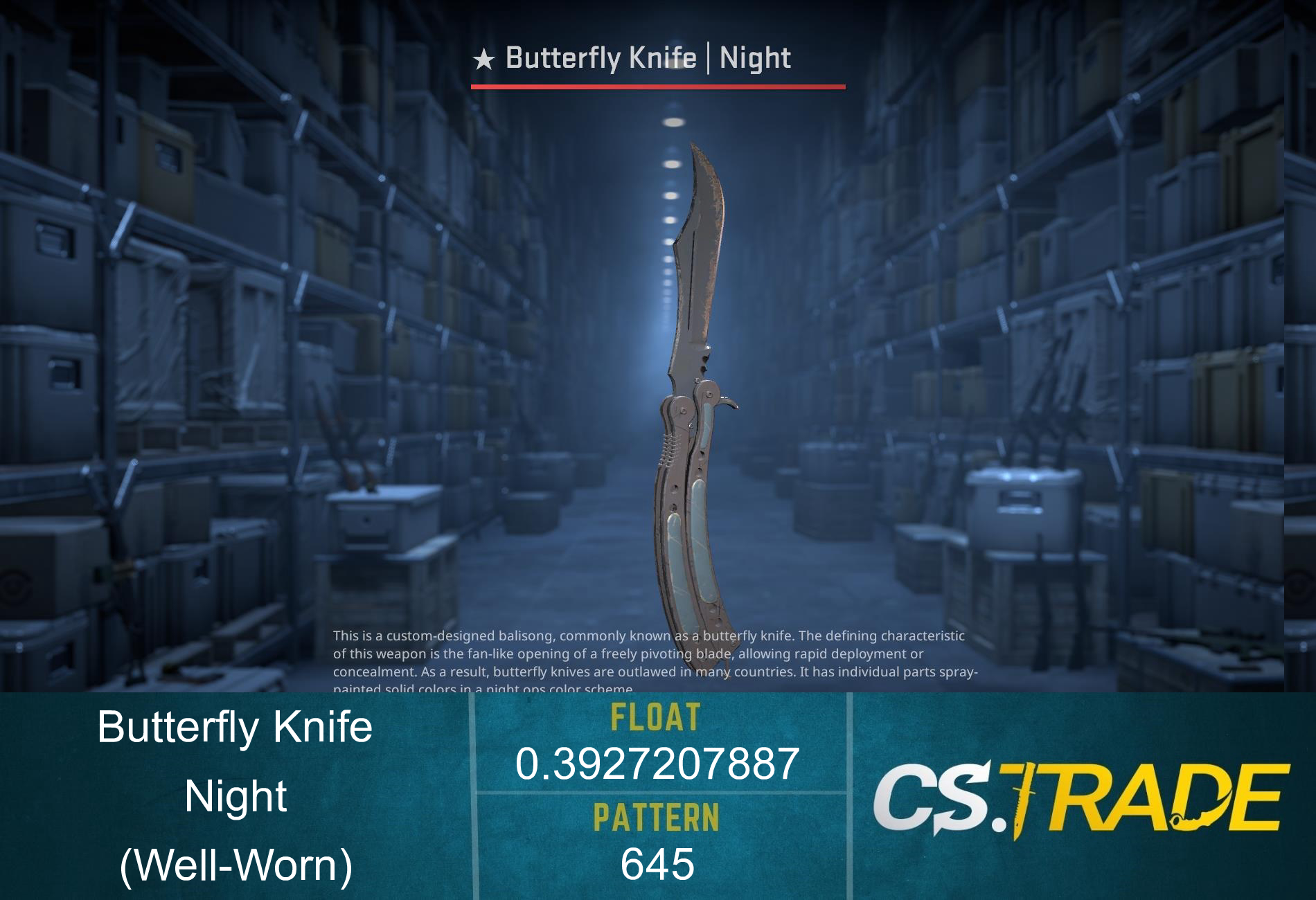 ★ Butterfly Knife | Night (Well-Worn) Screenshot