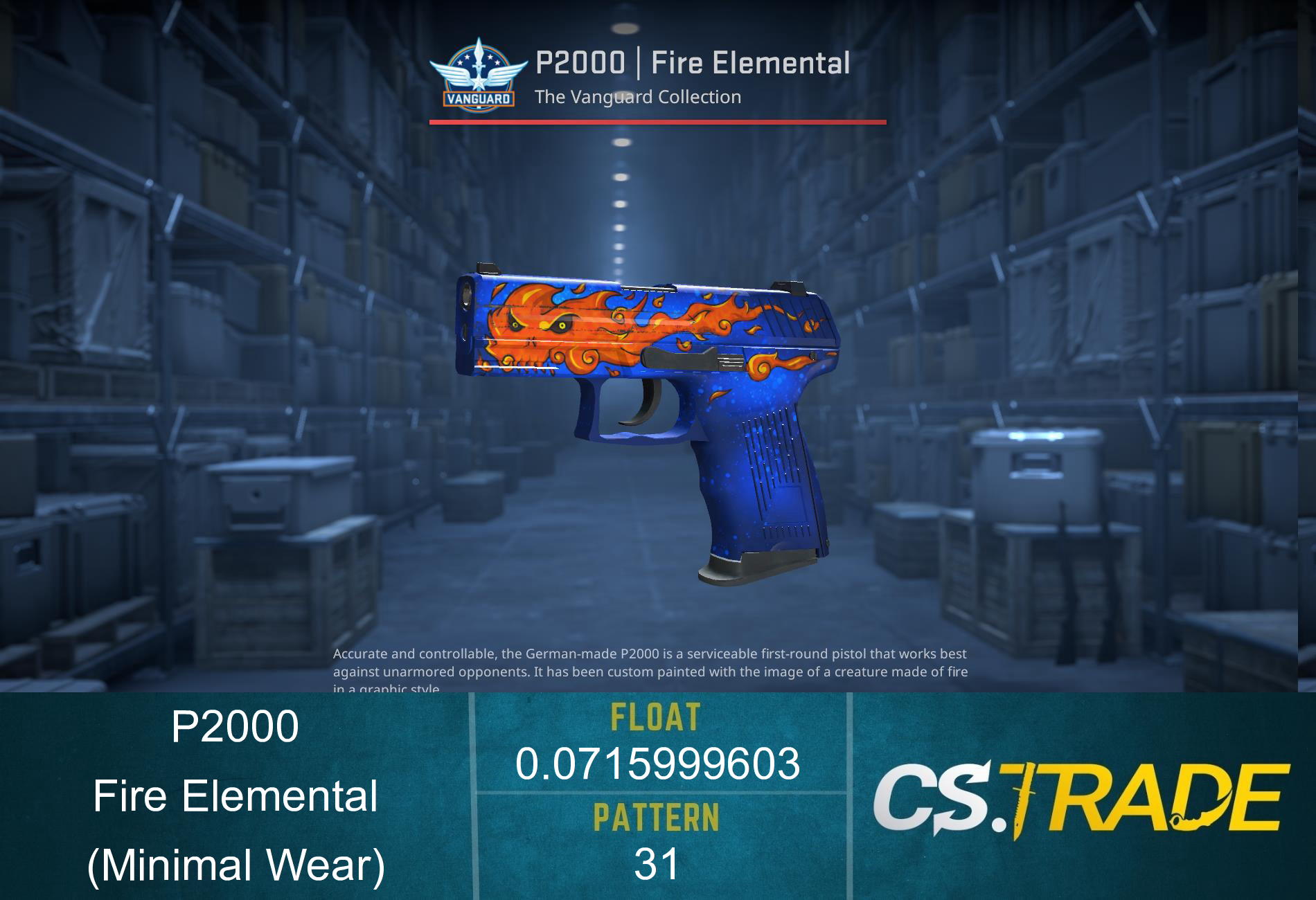 P2000 | Fire Elemental (Minimal Wear) Screenshot