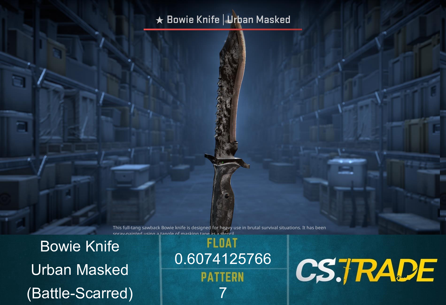 ★ Bowie Knife | Urban Masked (Battle-Scarred) Screenshot