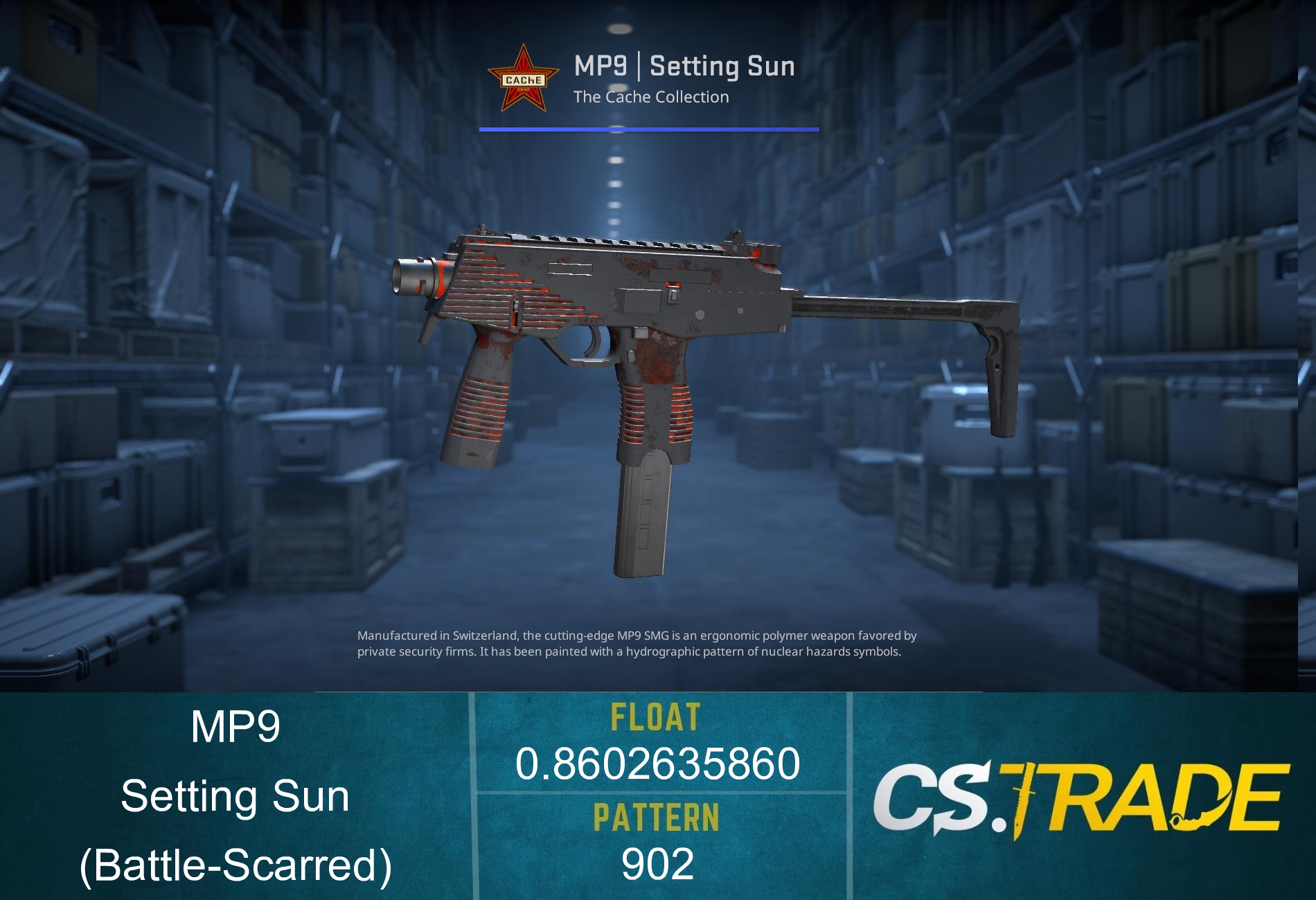 MP9 | Setting Sun (Battle-Scarred) Screenshot