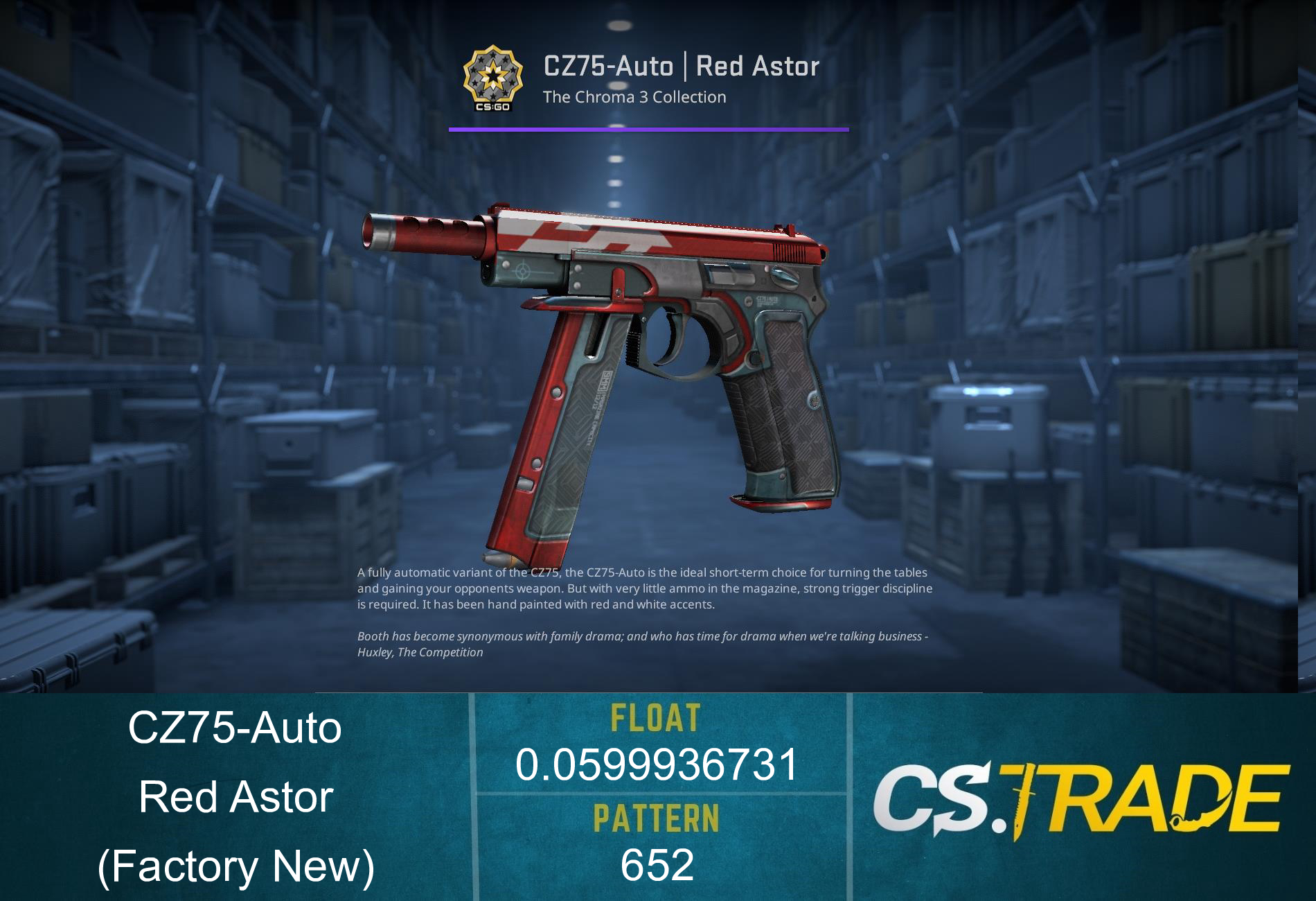 CZ75-Auto | Red Astor (Factory New) Screenshot