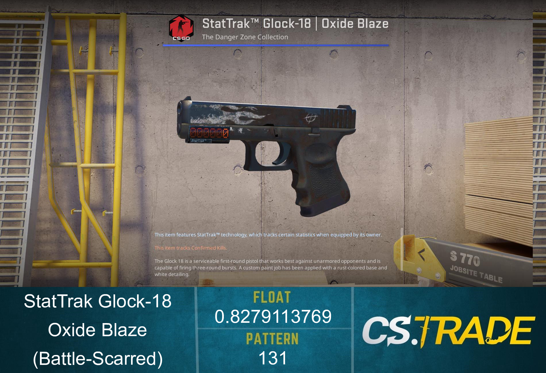 StatTrak™ Glock-18 | Oxide Blaze (Battle-Scarred) Screenshot