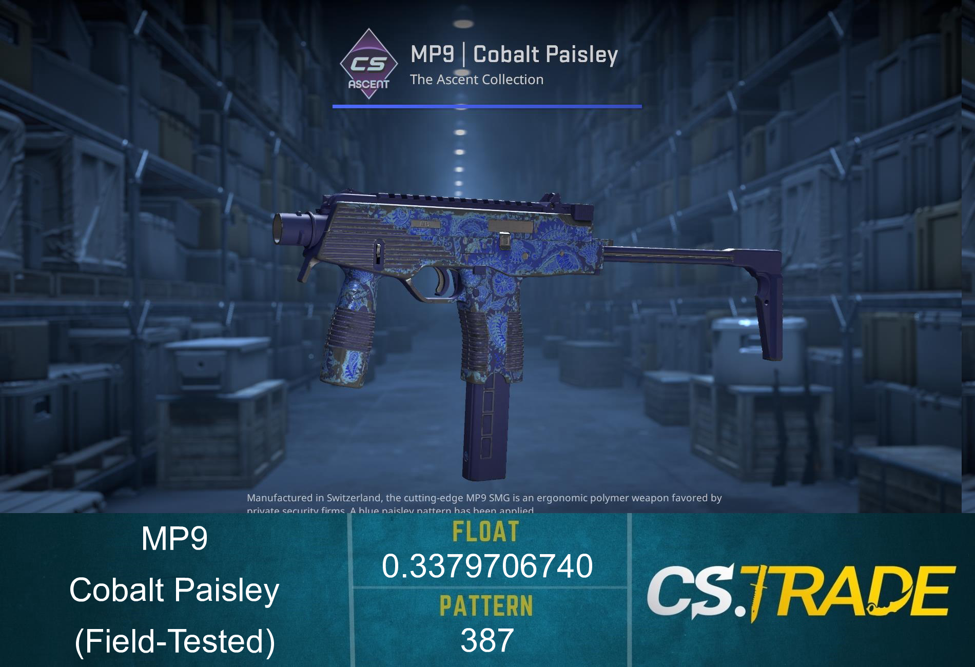 MP9 | Cobalt Paisley (Field-Tested) Screenshot