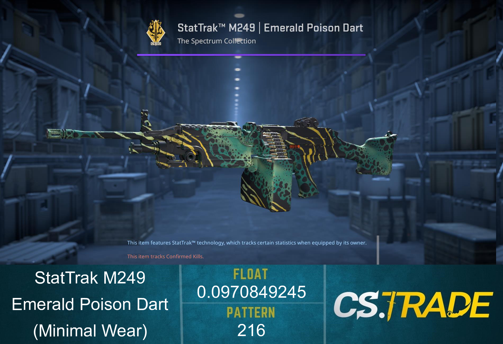 M249 | Emerald Poison Dart (Minimal Wear) Screenshot