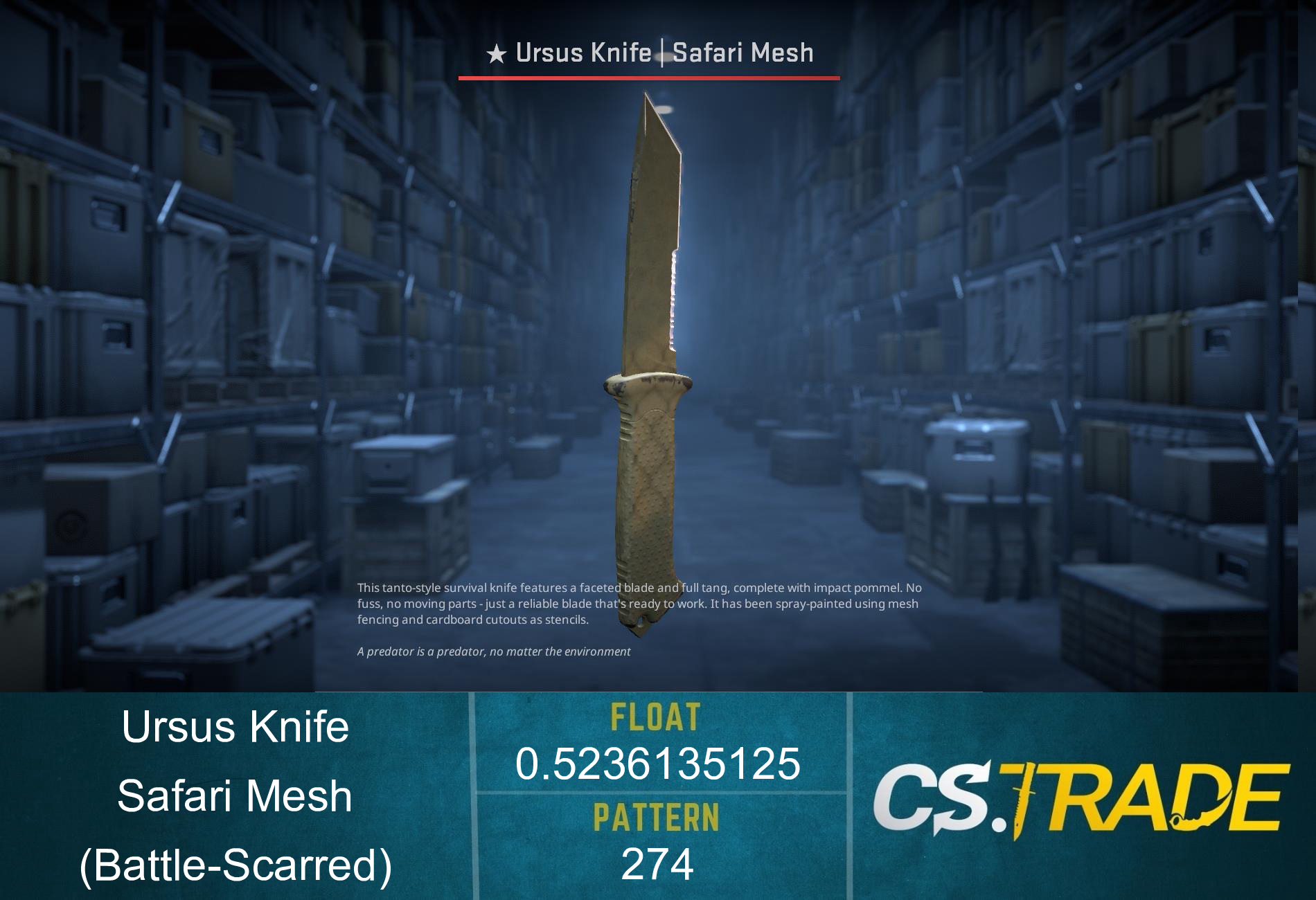 ★ Ursus Knife | Safari Mesh (Battle-Scarred)