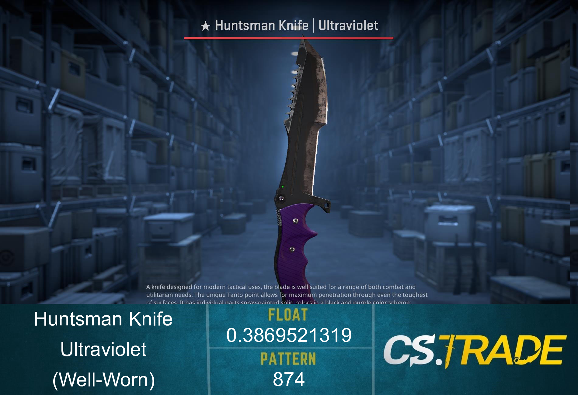 ★ StatTrak™ Huntsman Knife | Ultraviolet (Well-Worn) Screenshot