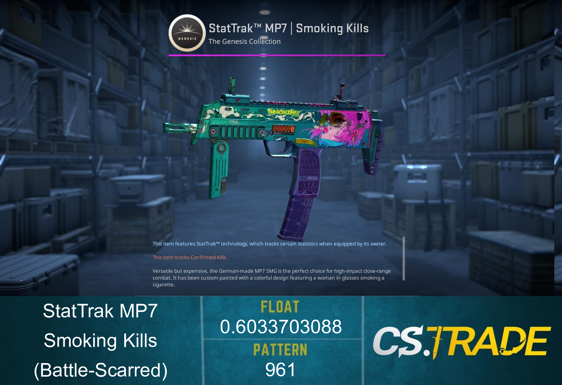 MP7 | Smoking Kills (Battle-Scarred) Screenshot