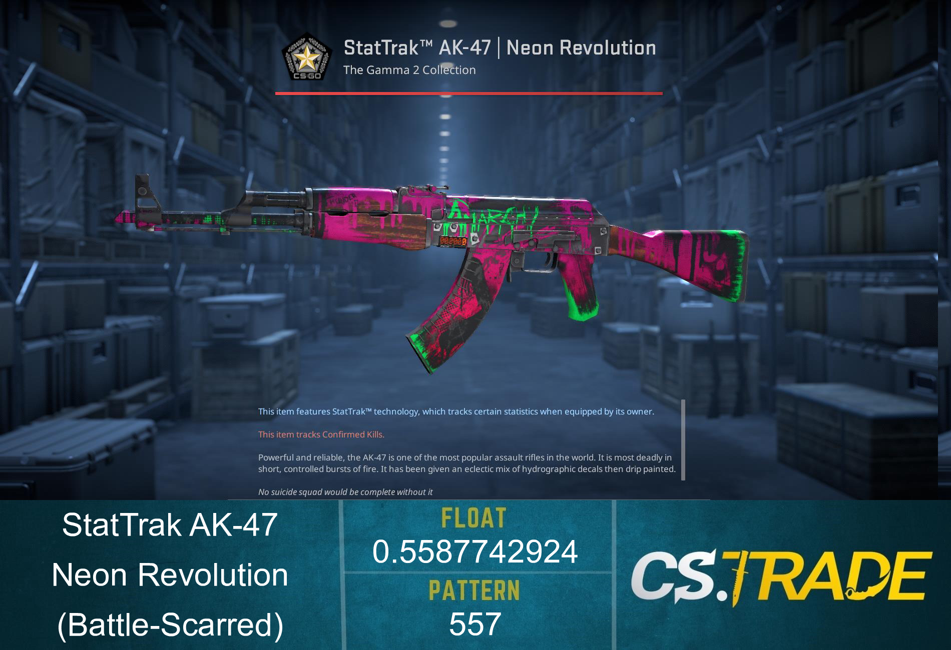 StatTrak™ AK-47 | Neon Revolution (Battle-Scarred)