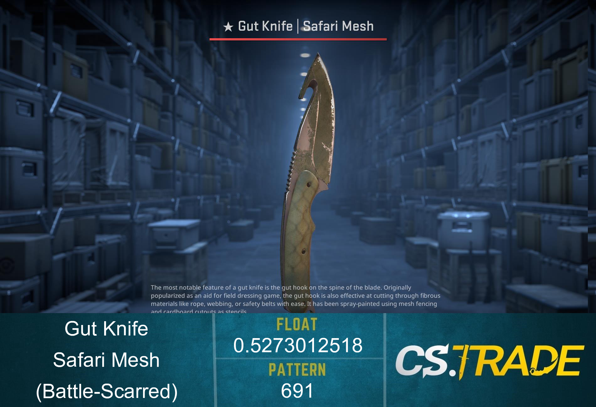 ★ Gut Knife | Safari Mesh (Battle-Scarred) Screenshot