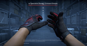 ★ Specialist Gloves | Crimson Kimono (Battle-Scarred) Screenshot