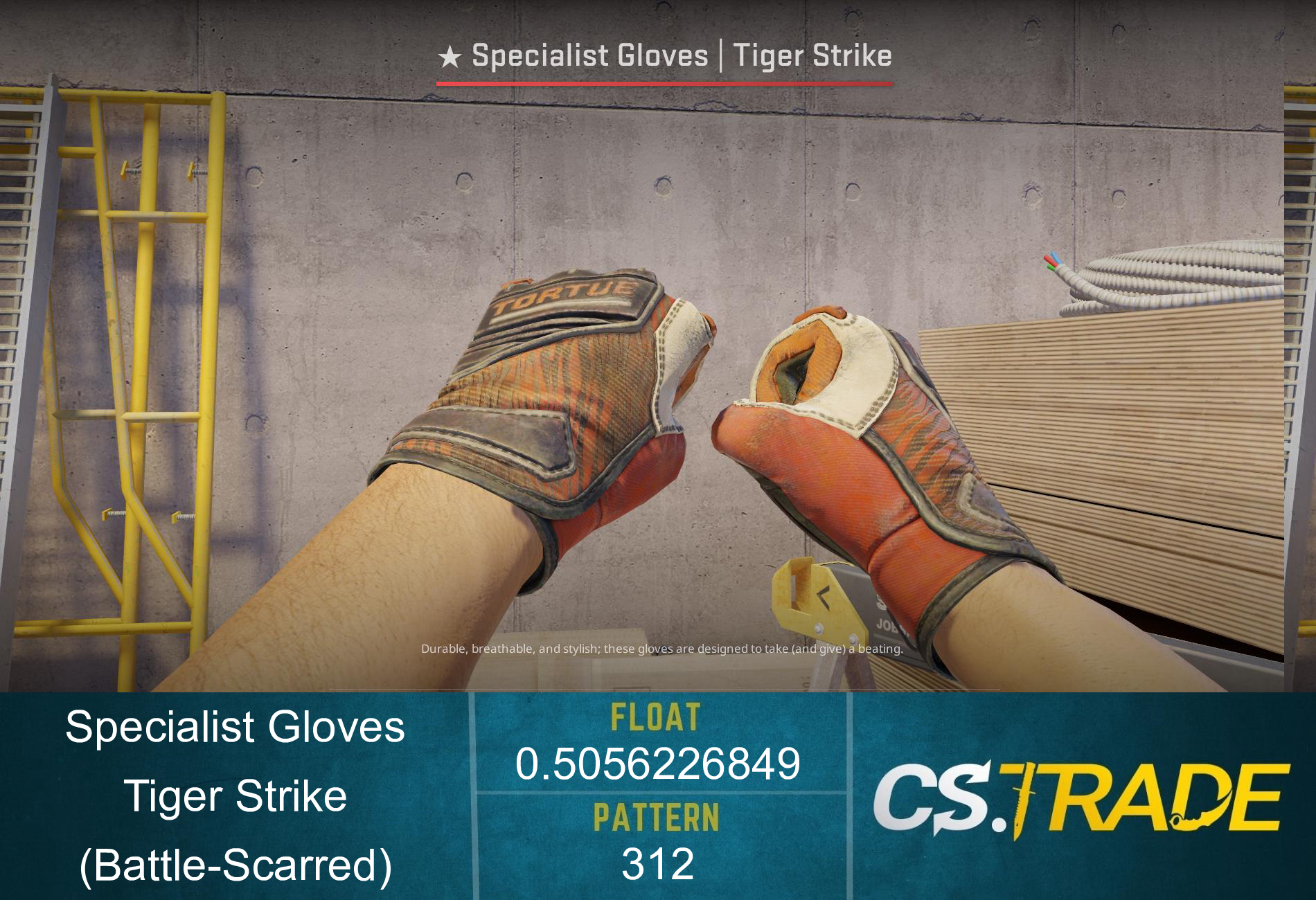 ★ Specialist Gloves | Tiger Strike (Battle-Scarred) Screenshot