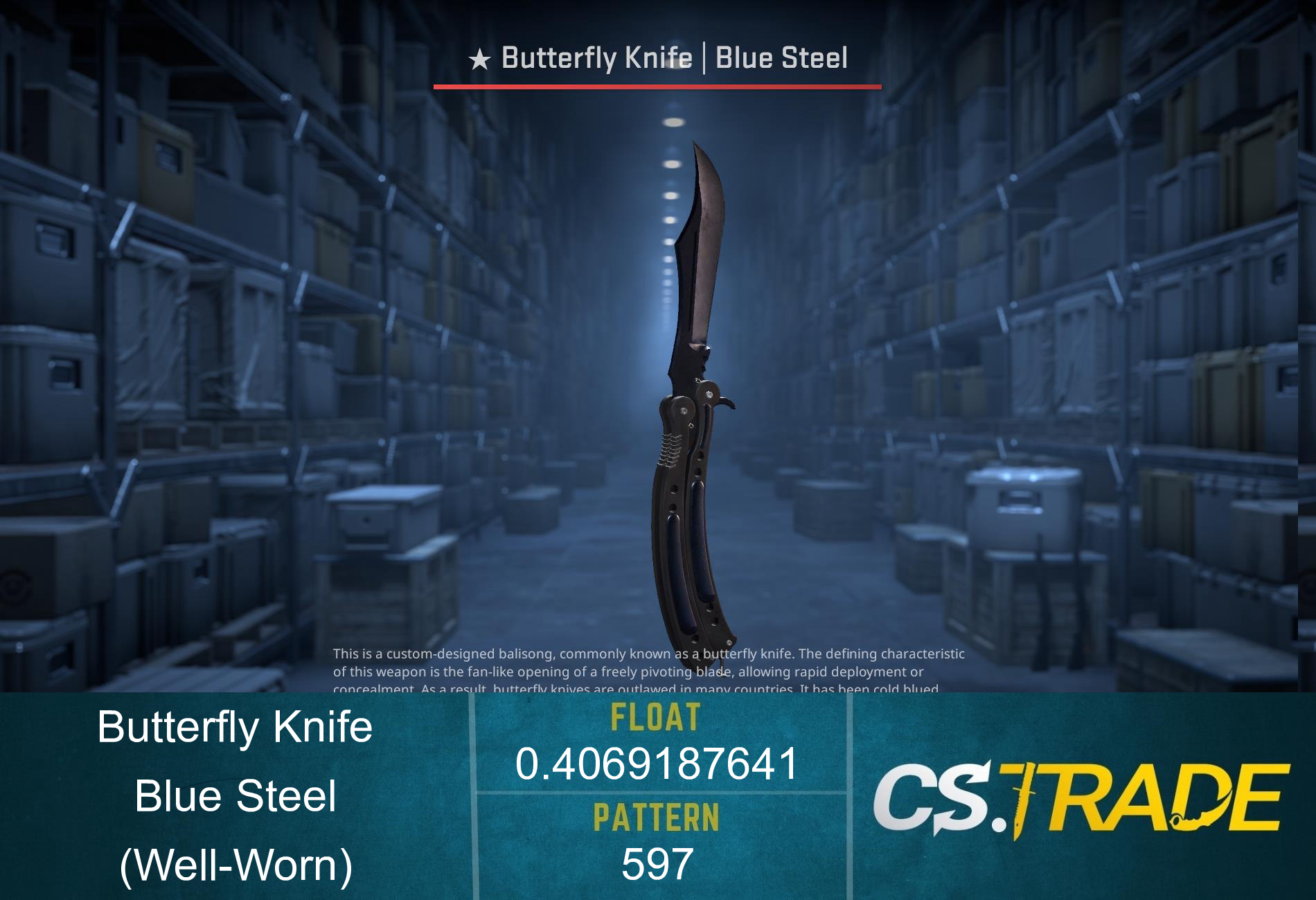 ★ Butterfly Knife | Blue Steel (Well-Worn) Screenshot