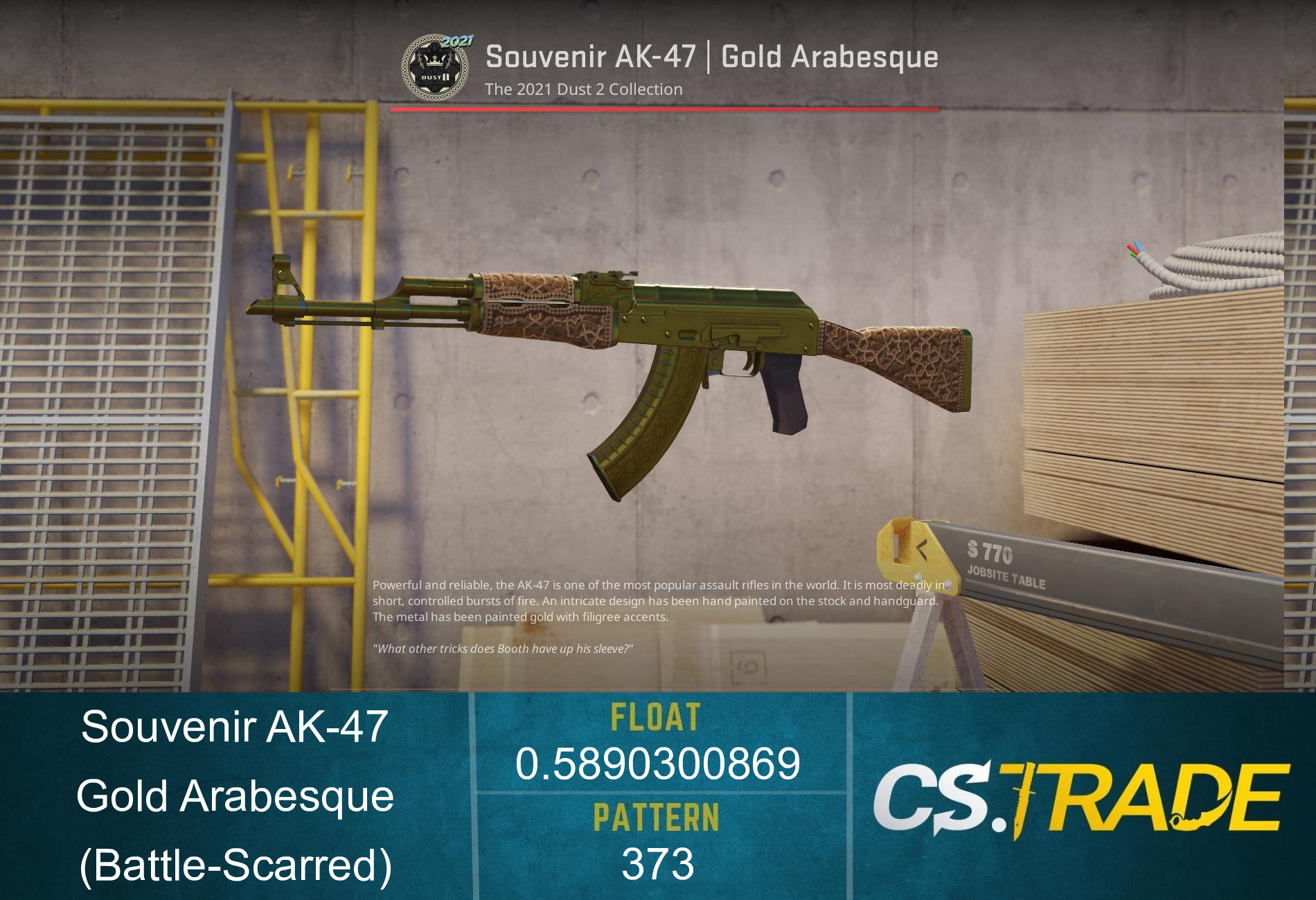 Souvenir AK-47 | Gold Arabesque (Battle-Scarred) Screenshot