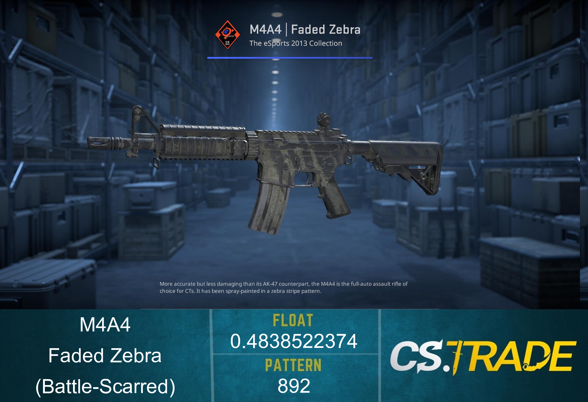 M4A4 | Faded Zebra (Battle-Scarred) Screenshot