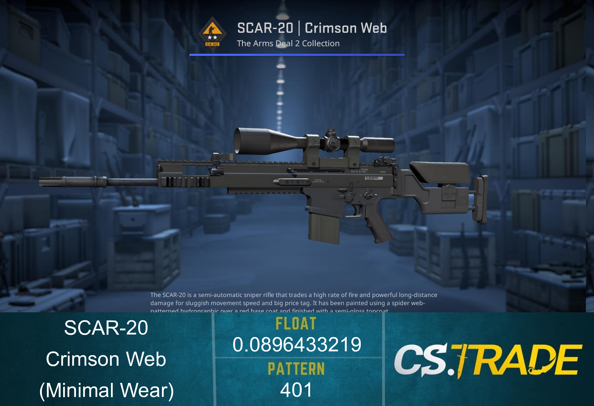 SCAR-20 | Crimson Web (Minimal Wear) Screenshot