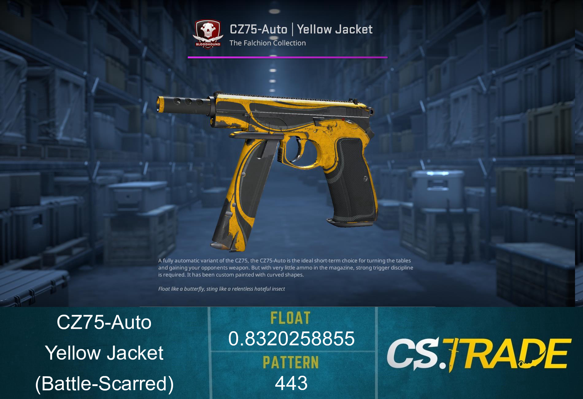 CZ75-Auto | Yellow Jacket (Battle-Scarred) Screenshot