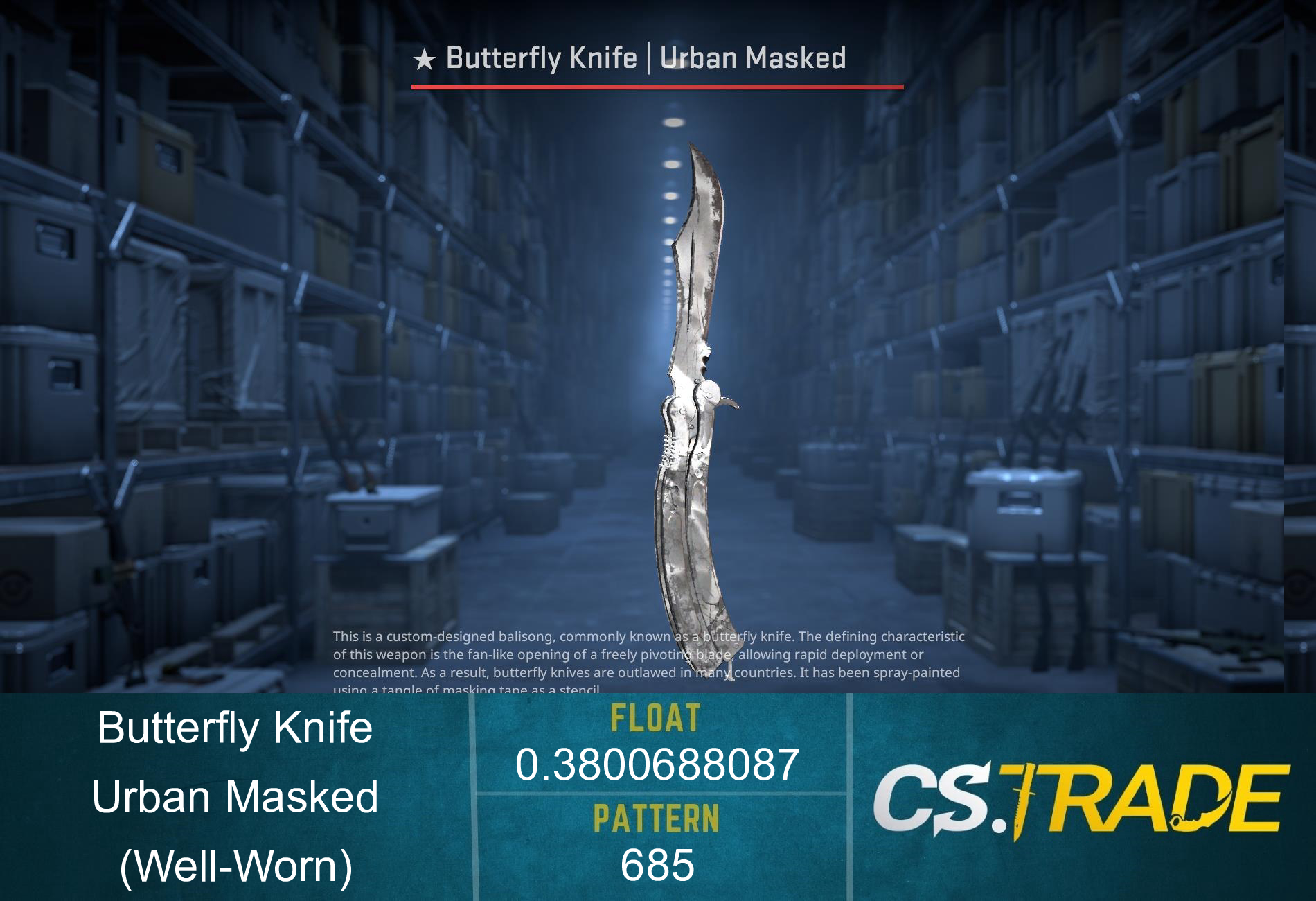 ★ Butterfly Knife | Urban Masked (Well-Worn) Screenshot