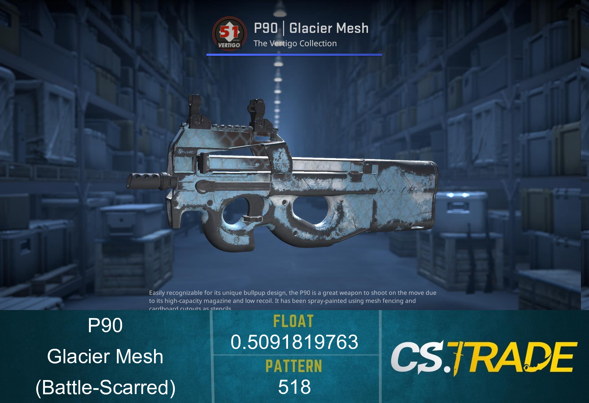 P90 | Glacier Mesh (Battle-Scarred) Screenshot