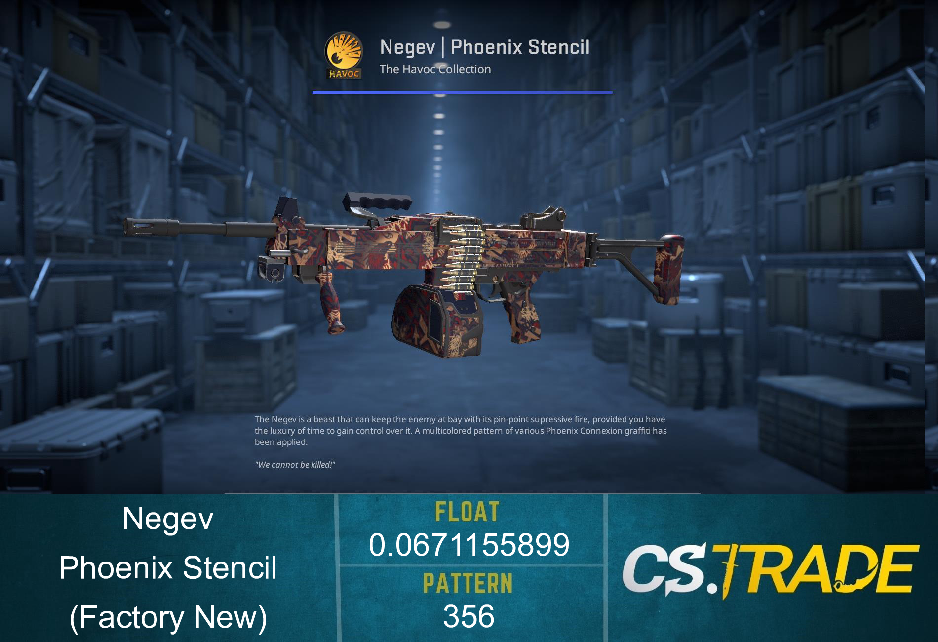 Negev | Phoenix Stencil (Factory New) Screenshot