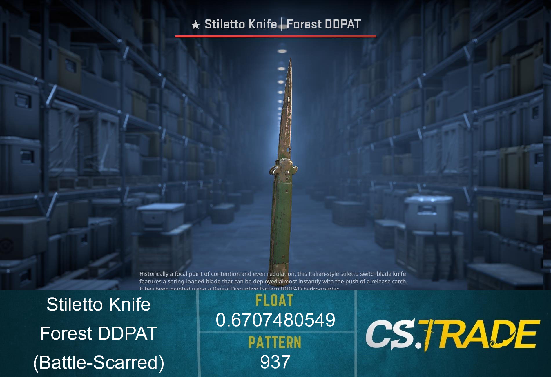 ★ StatTrak™ Stiletto Knife | Forest DDPAT (Battle-Scarred) Screenshot