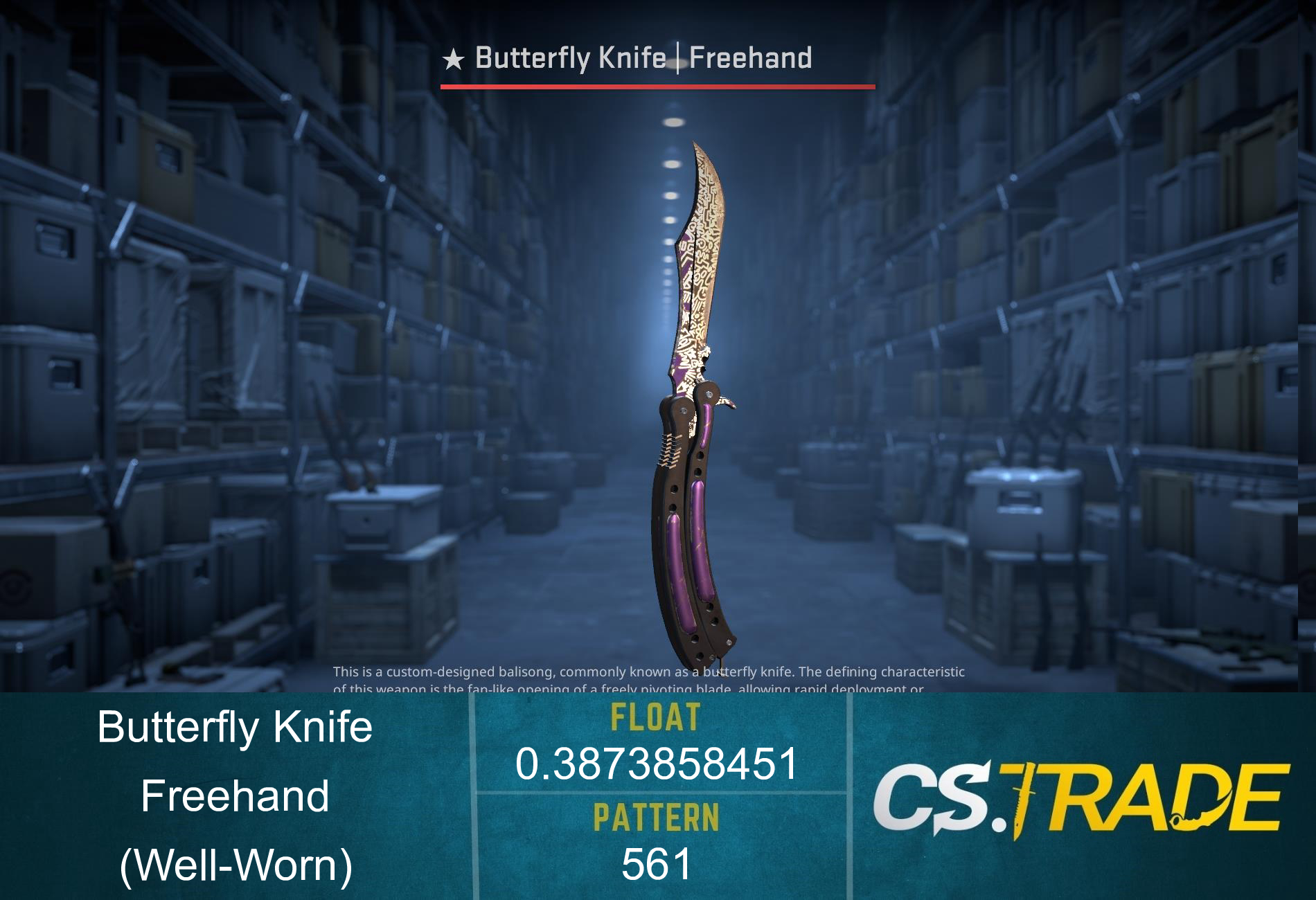 ★ StatTrak™ Butterfly Knife | Freehand (Well-Worn) Screenshot