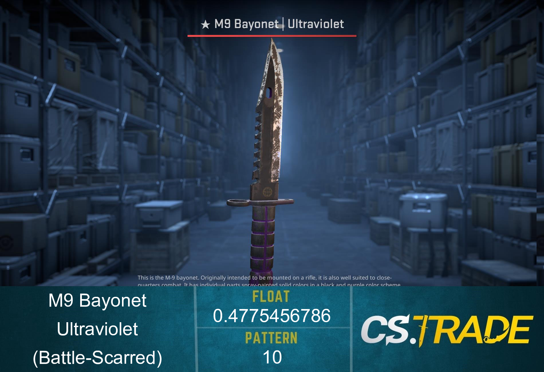 ★ StatTrak™ M9 Bayonet | Ultraviolet (Battle-Scarred) Screenshot