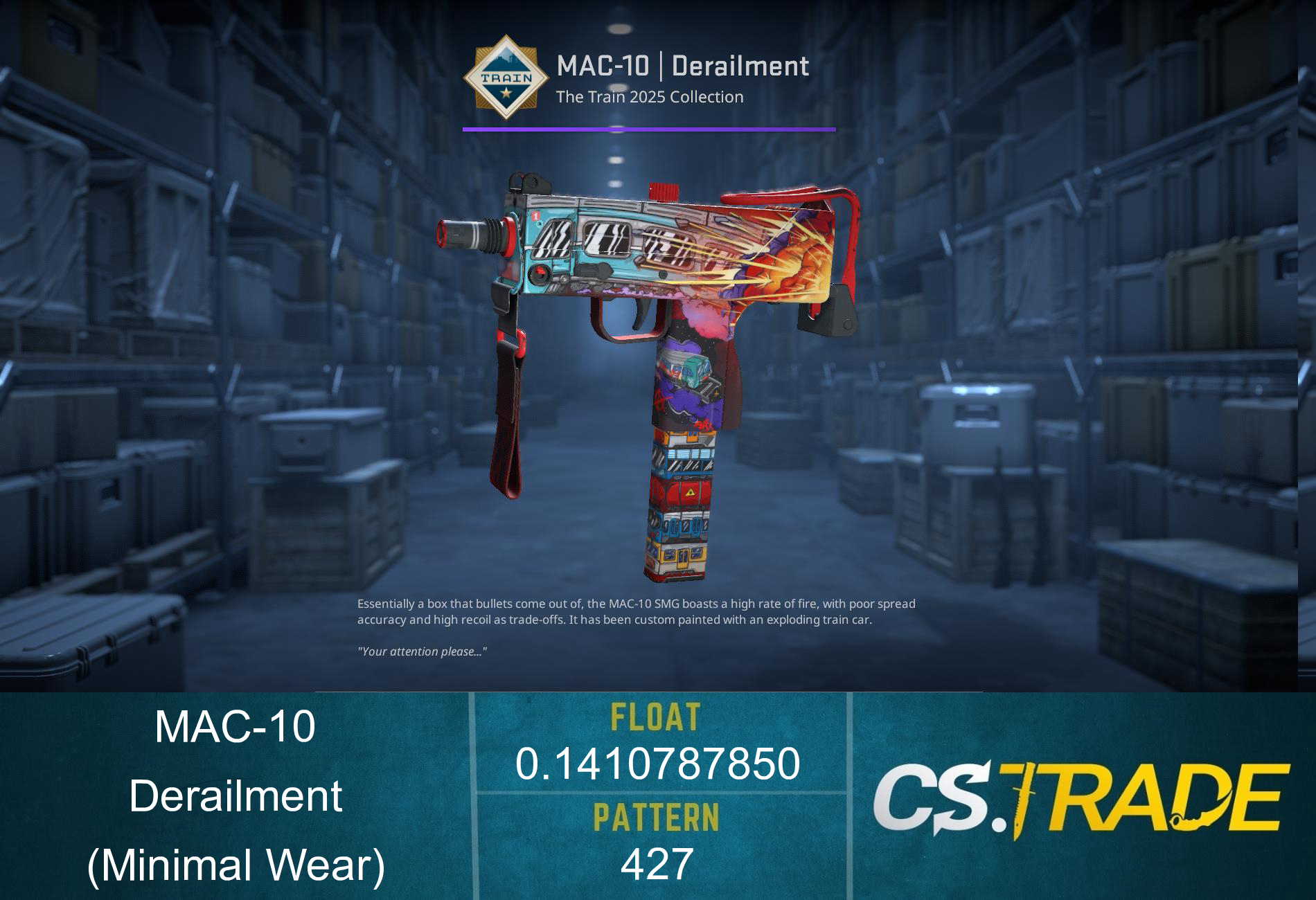 Souvenir MAC-10 | Derailment (Minimal Wear) Screenshot