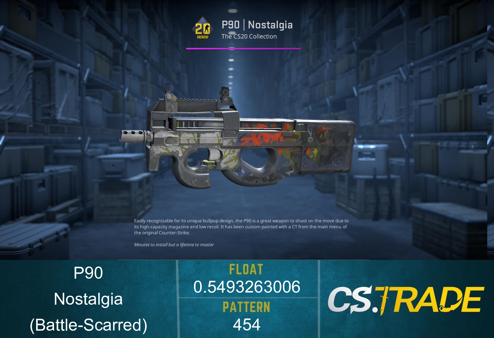 StatTrak™ P90 | Nostalgia (Battle-Scarred) Screenshot