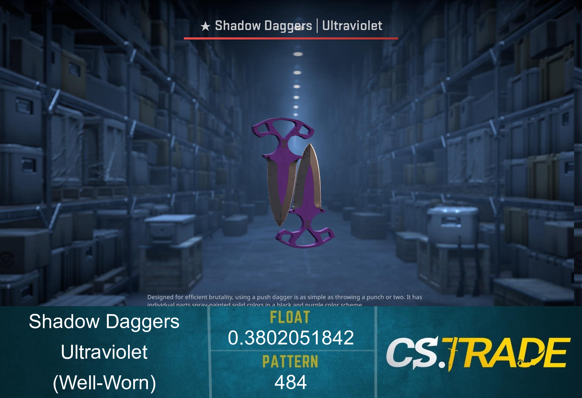 ★ StatTrak™ Shadow Daggers | Ultraviolet (Well-Worn) Screenshot