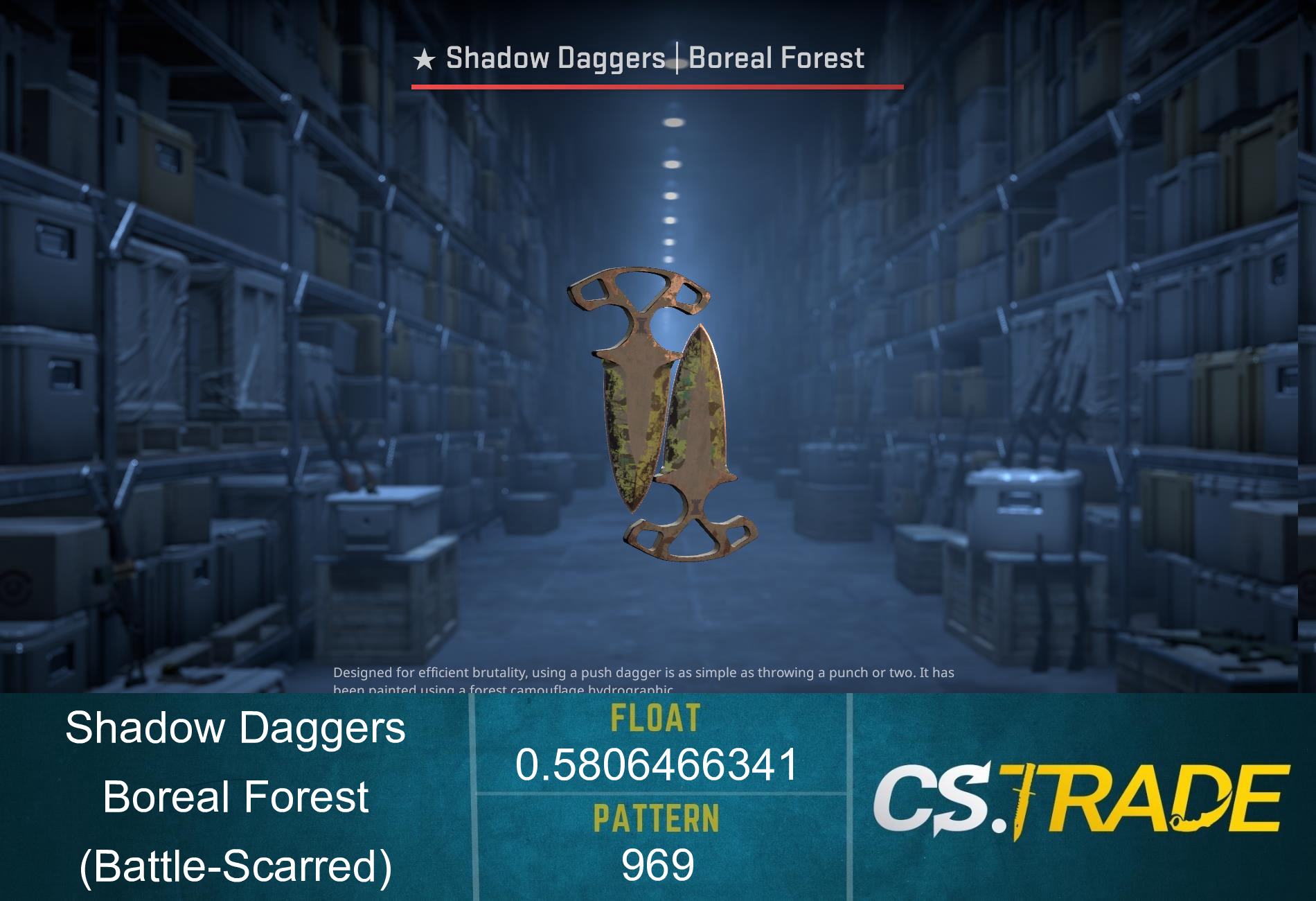 ★ StatTrak™ Shadow Daggers | Boreal Forest (Battle-Scarred) Screenshot