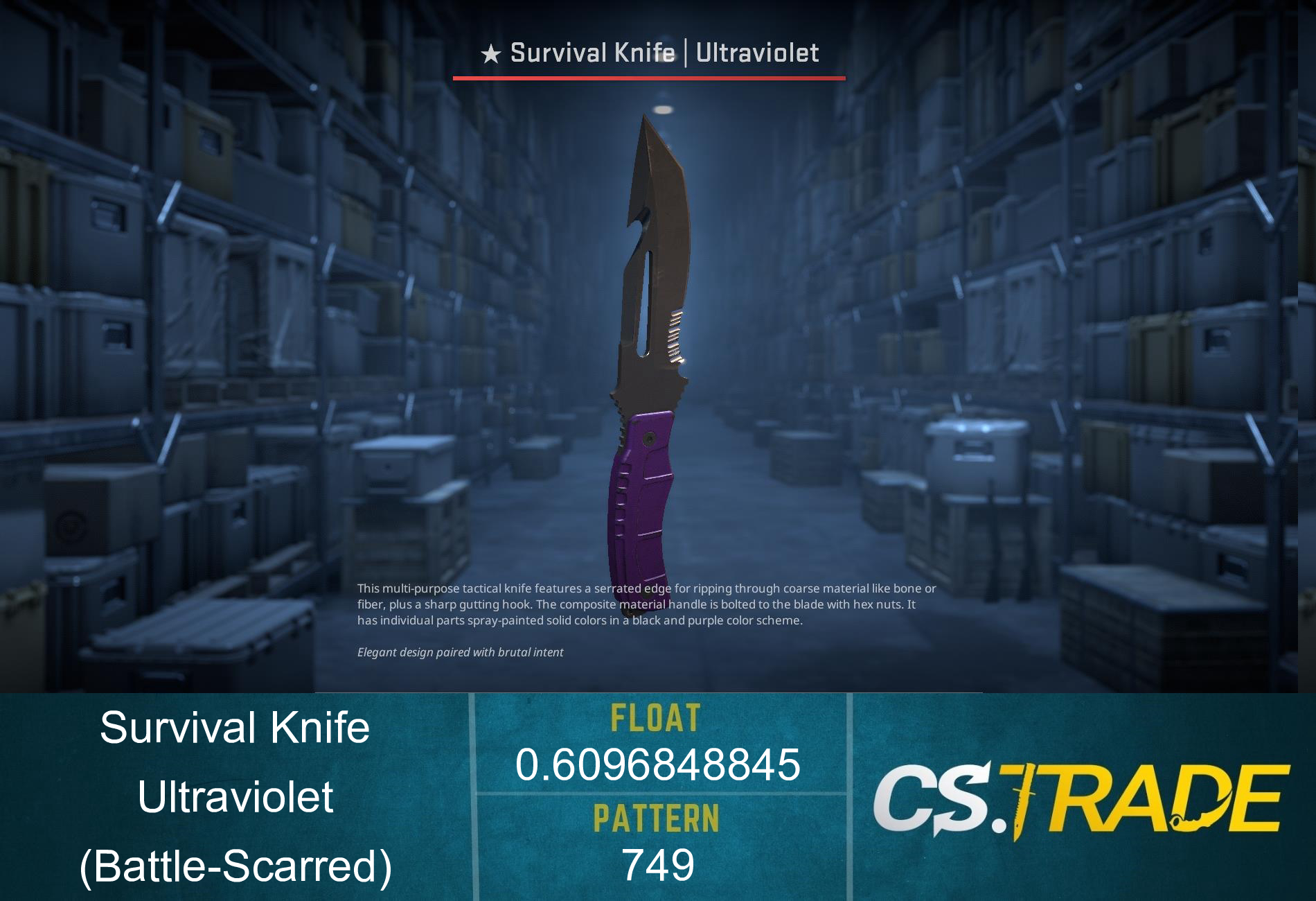 ★ Survival Knife | Ultraviolet (Battle-Scarred) Screenshot