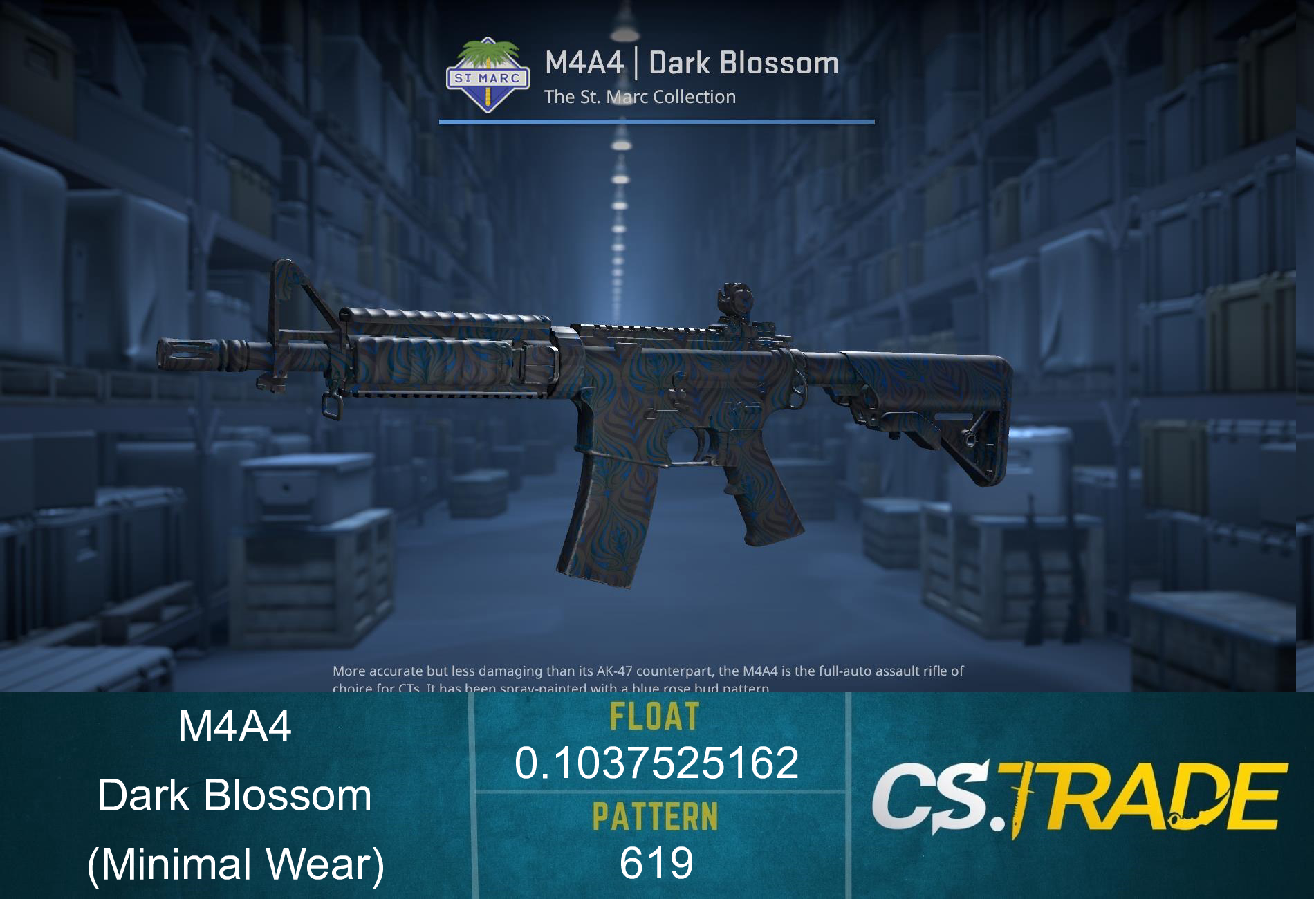M4A4 | Dark Blossom (Minimal Wear) Screenshot