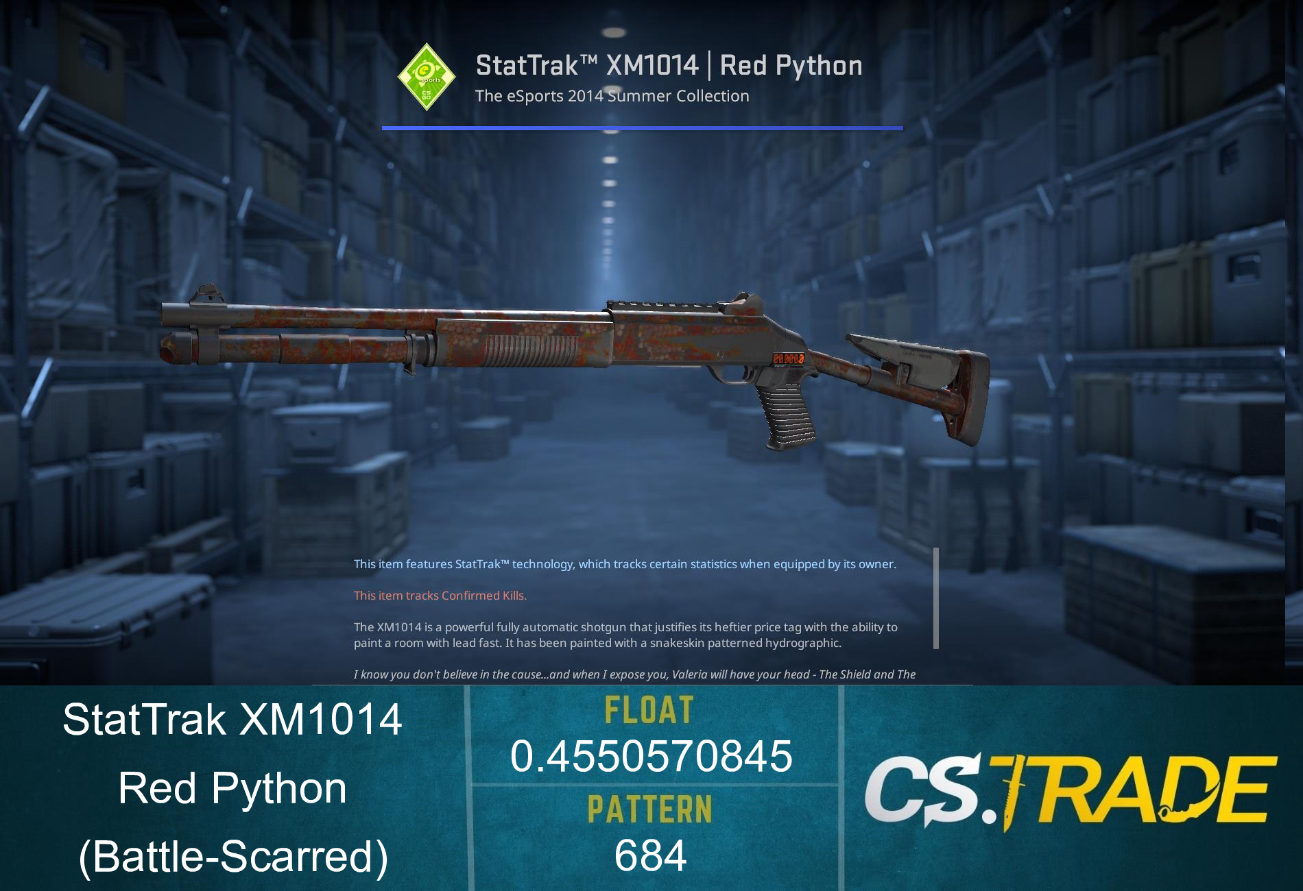 StatTrak™ XM1014 | Red Python (Battle-Scarred) Screenshot