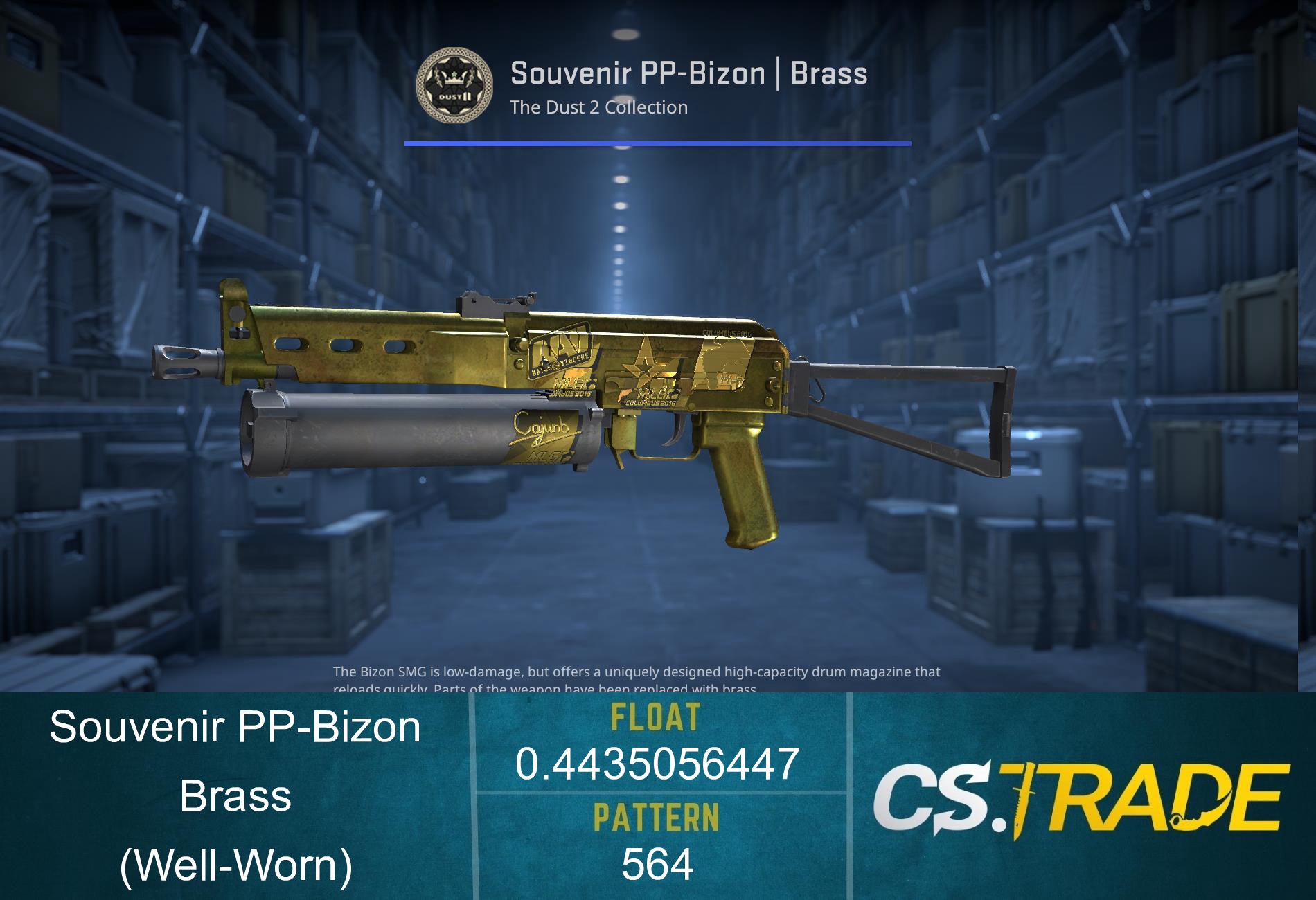 Souvenir PP-Bizon | Brass (Well-Worn) Screenshot