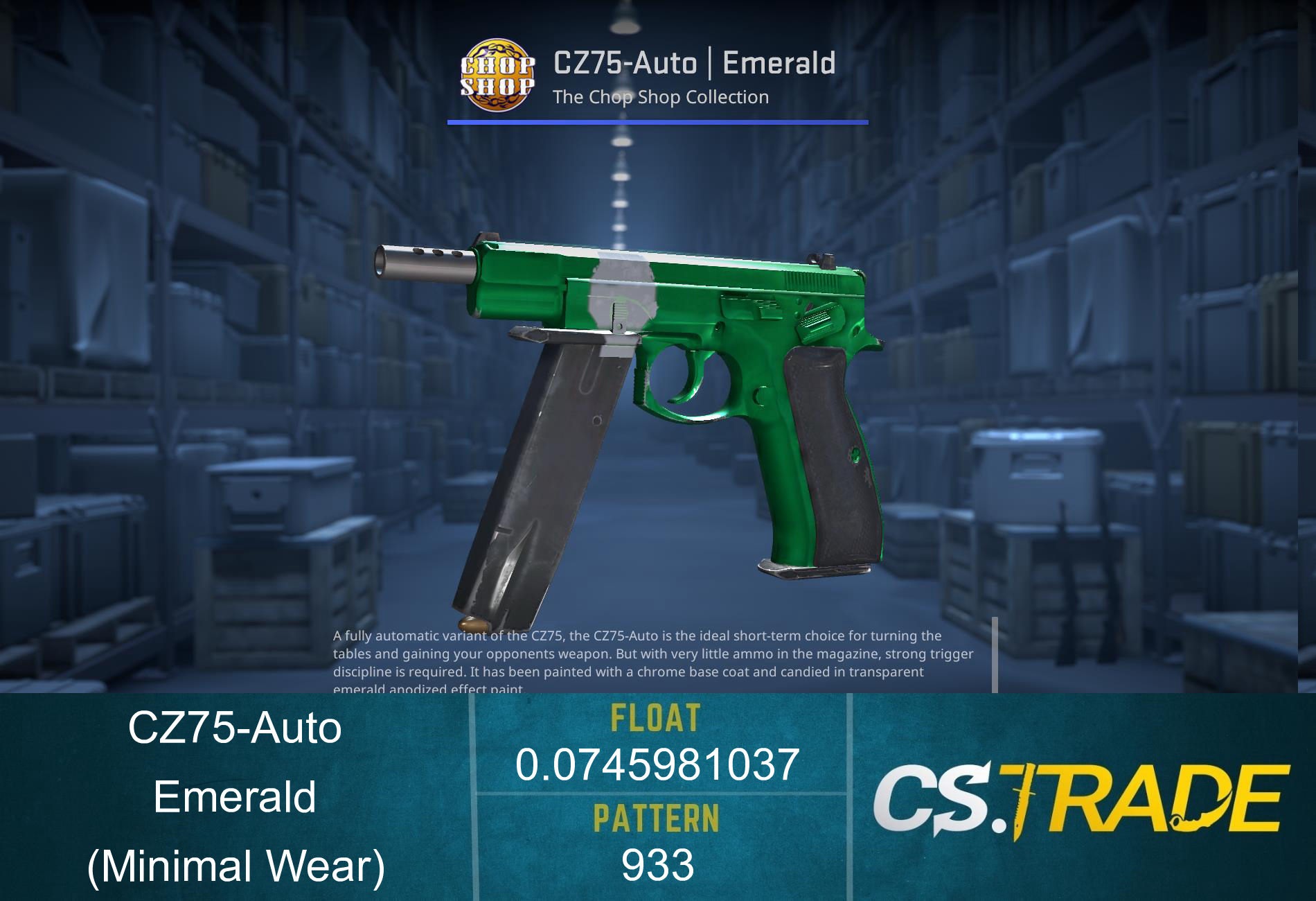 CZ75-Auto | Emerald (Minimal Wear) Screenshot