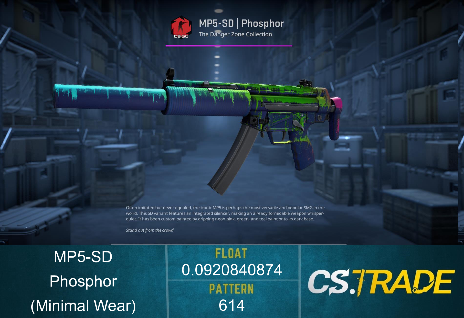 StatTrak™ MP5-SD | Phosphor (Minimal Wear) Screenshot
