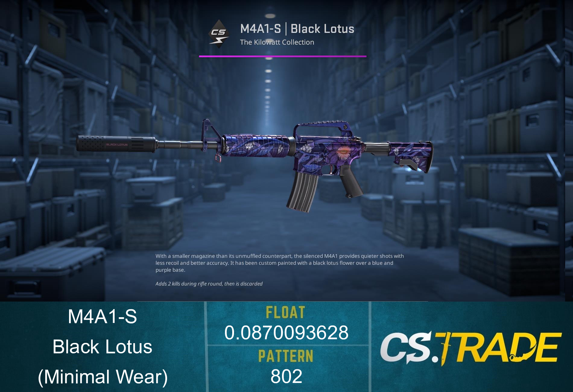 StatTrak™ M4A1-S | Black Lotus (Minimal Wear) Screenshot