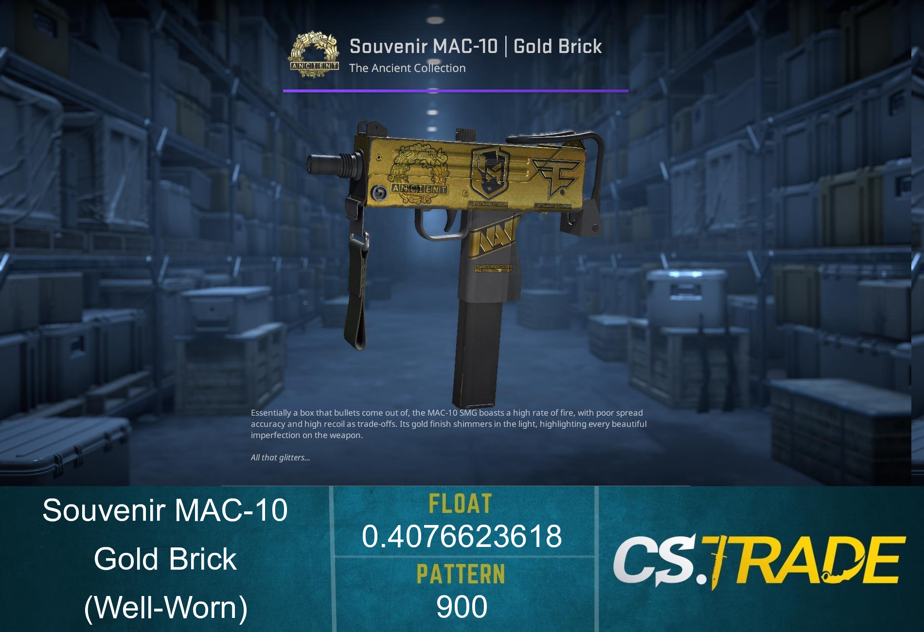 MAC-10 | Gold Brick (Well-Worn) Screenshot