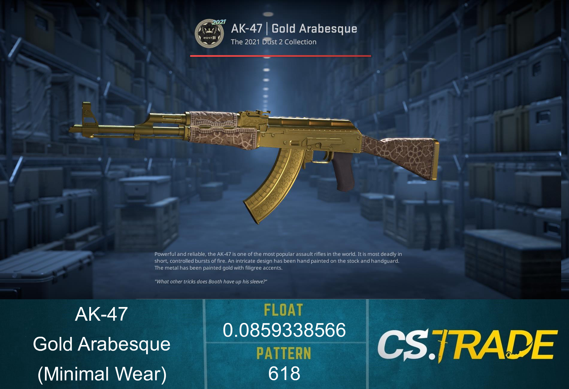 Souvenir AK-47 | Gold Arabesque (Minimal Wear) Screenshot