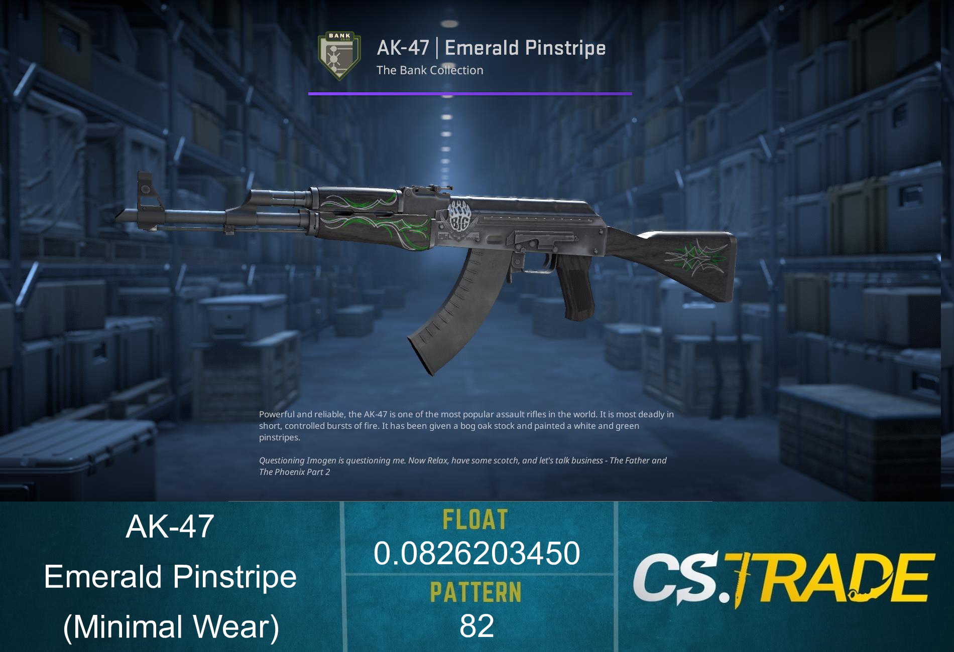 AK-47 | Emerald Pinstripe (Minimal Wear) Screenshot