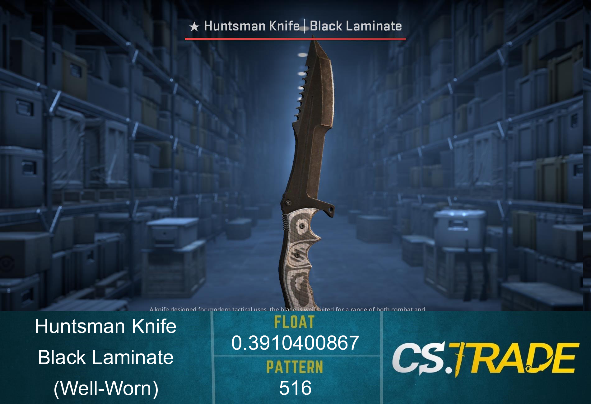 ★ Huntsman Knife | Black Laminate (Well-Worn) Screenshot