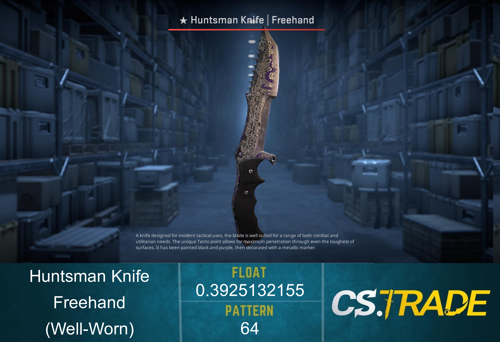 ★ StatTrak™ Huntsman Knife | Freehand (Well-Worn) Screenshot