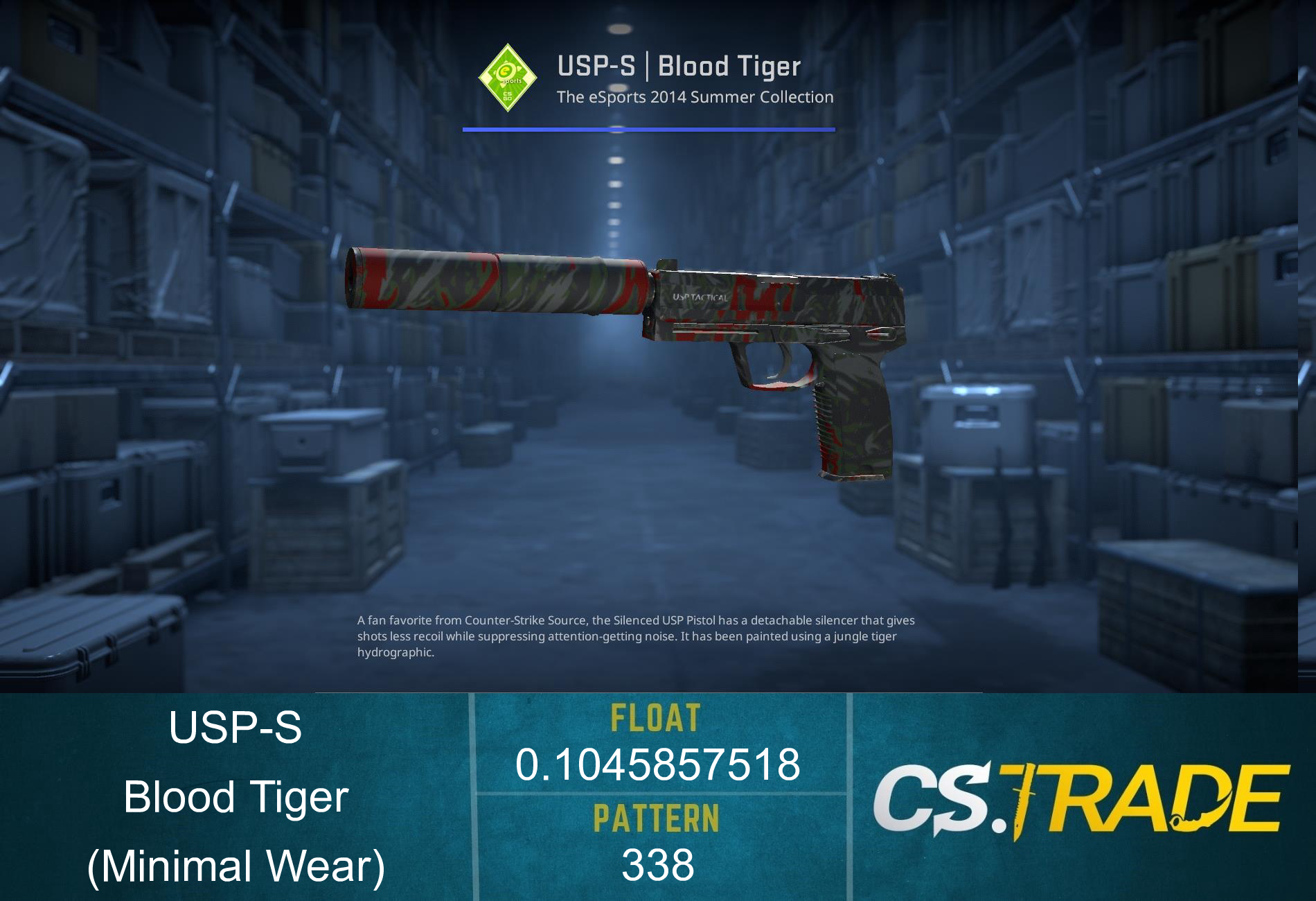 StatTrak™ USP-S | Blood Tiger (Minimal Wear) Screenshot