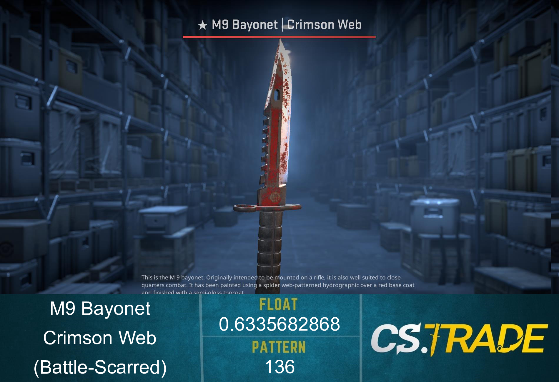 ★ M9 Bayonet | Crimson Web (Battle-Scarred) Screenshot