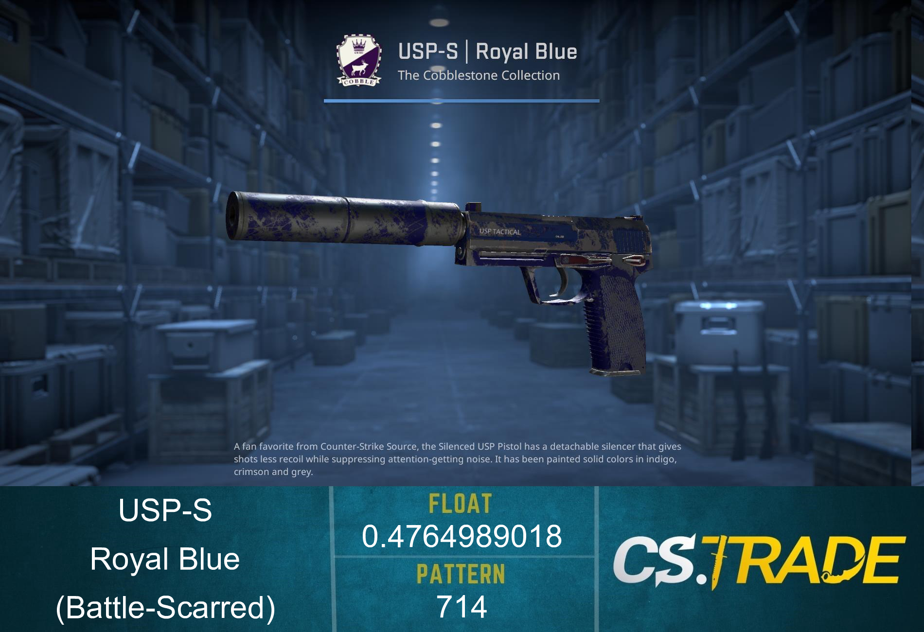 Souvenir USP-S | Royal Blue (Battle-Scarred) Screenshot
